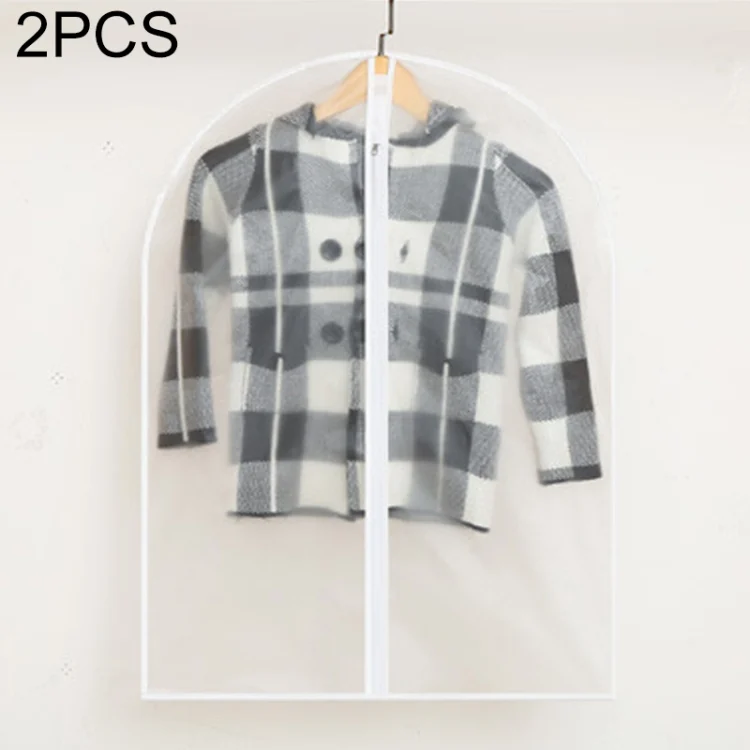 TBD062041101.webp 2 PCS Transparent Wardrobe Storage Bags Cloth Hanging Garment Suit Coat Dust Cover with Zipper - Image 1