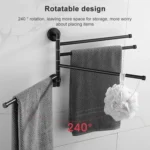 Stainless Steel Towel Bar Rotating Towel Rack Bathroom Kitchen Wall-mounted Towel Polished Rack Holder - Image 3