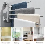 Stainless Steel Towel Bar Rotating Towel Rack Bathroom Kitchen Wall-mounted Towel Polished Rack Holder - Image 8