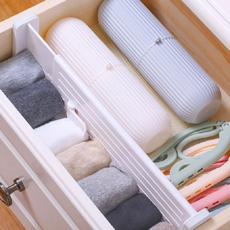 TBD062413401A_8.webp Retractable Drawer Storage Partition Board Home Wardrobe Plastic Partition Plate - Image 9
