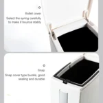 Bathroom Toilet Toilet Brush Integrated Pressing Open Lid Square Trash Can Set with Brush - Image 6