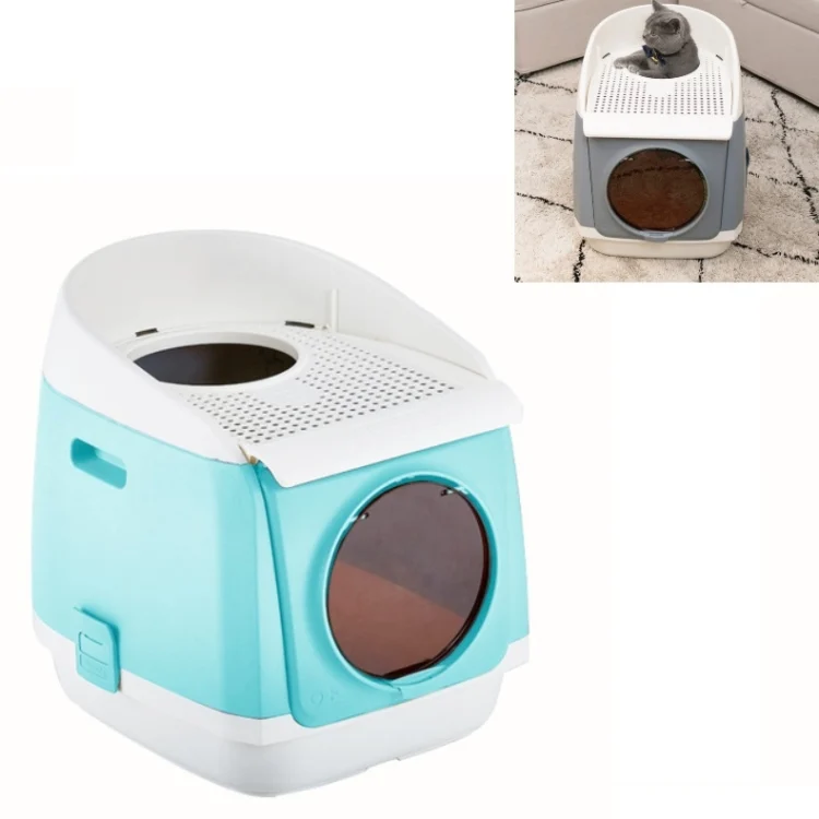 TBD062739501A.webp Plastic Flip Cover Fully Enclosed Deodorant Litter Box Pet Potty - Image 1