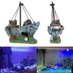 Pirate Ship Rotten Boat Small Net Boat Aquarium Landscaping Fish Tank Glass Cylinder Scene - Image 4