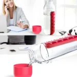 600ML Plastic Water Bottle with Daily Pill Box Organizer Drinking Bottles - Image 4