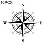 10pcs  Art Design Vinyl NSWE Compass Car Stickers Decals Black/Silver