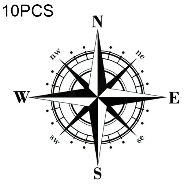 10pcs Art Design Vinyl NSWE Compass Car Stickers Decals Black/Silver