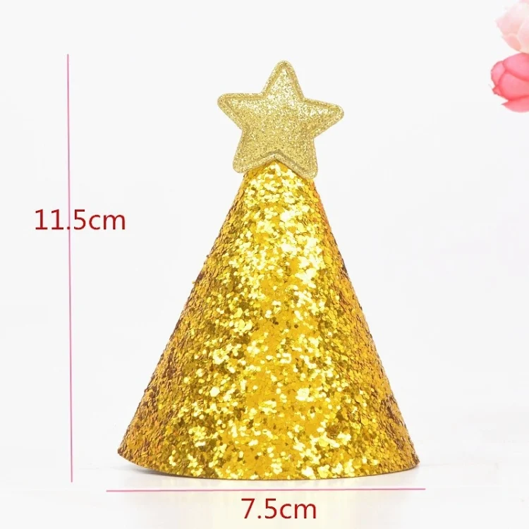 TBD065147701_B2.webp 10 PCS Golden Birthday Hat Children Age Dress up Star Hat Glitter Cake Cap - Image 3