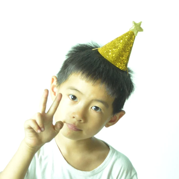 TBD065147701_B6.webp 10 PCS Golden Birthday Hat Children Age Dress up Star Hat Glitter Cake Cap - Image 7