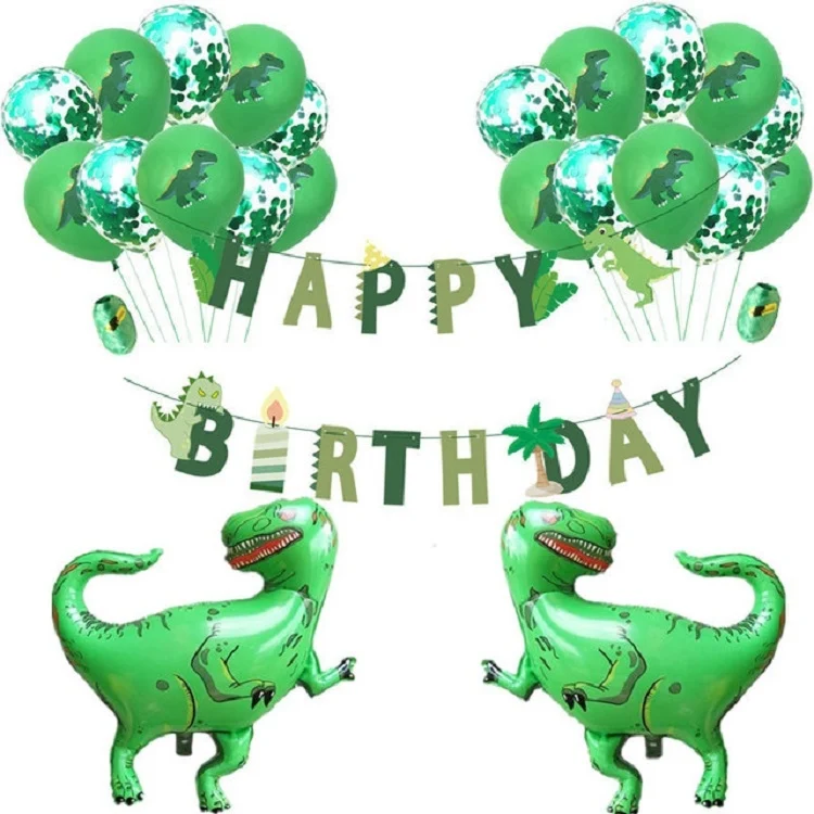 TBD065222301A.webp Dinosaur Theme Party Set Birthday Letter Pull Flag Aluminum Film Sequin Dinosaur Balloon Children Birthday Arrangement Decoration - Image 1