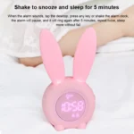 Cute Rabbit Silicone Induction Small Alarm Clock - Image 7
