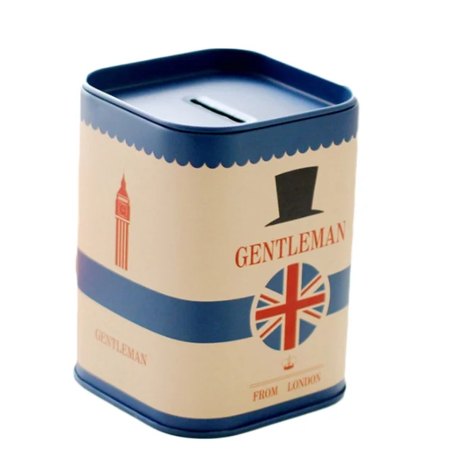 TBD066494401A.webp Personalise Square Piggy Bank Logbook Series Tin Plate Box Money Saving Pot Coin Box - Image 1