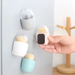 Household Living Room Egg Shape Magnetic Suction Toothpick Box Refrigerator Magnetite Toothpick Holder Random Color Delivery