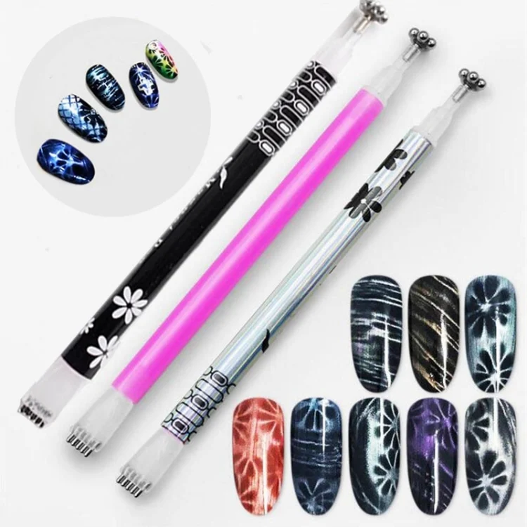 TBD067745601A_2.webp 3 PCS Cat Eye Gel Magnet Pen Double Head Magnetic Pen Plum Branding Flower Magnetic Pen Nail Cat Eye Magnet New Tool - Image 3
