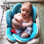 Newborn Baby Bathtub Foldable Blooming Bath Flower Bath Tub for Baby Blooming Sink Bath for Baby Play Bath Sunflower Cushion Mat, Diameter: 85cm - Image 3