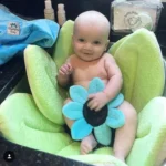 Newborn Baby Bathtub Foldable Blooming Bath Flower Bath Tub for Baby Blooming Sink Bath for Baby Play Bath Sunflower Cushion Mat, Diameter: 85cm - Image 4