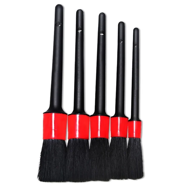 TBD0684127_1.webp 5 Pcs Car Detailing Brush Cleaning Natural Boar Hair Brushes Auto Detail Tools Products Wheels Dashboard - Image 2