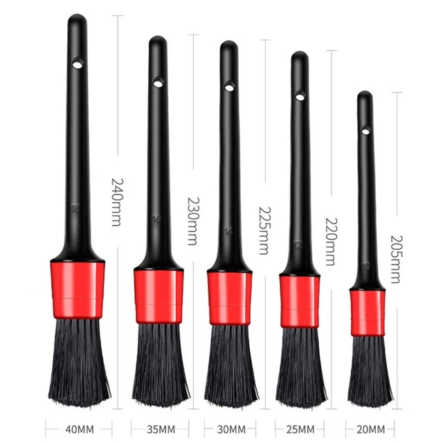 TBD0684127_2.webp 5 Pcs Car Detailing Brush Cleaning Natural Boar Hair Brushes Auto Detail Tools Products Wheels Dashboard - Image 3