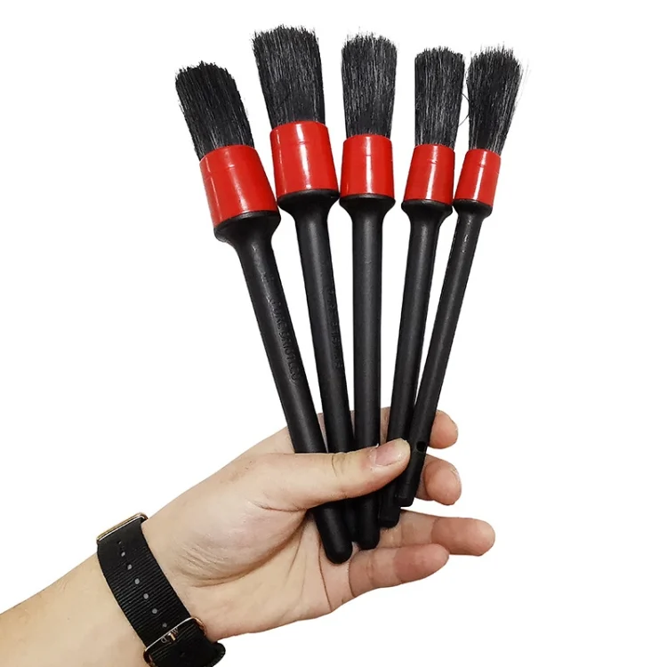 TBD0684127_3.webp 5 Pcs Car Detailing Brush Cleaning Natural Boar Hair Brushes Auto Detail Tools Products Wheels Dashboard - Image 4