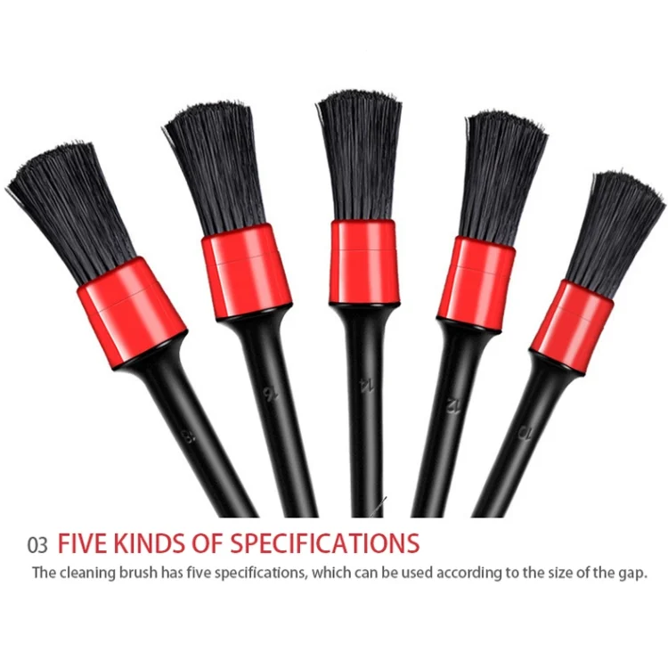 TBD0684127_5.webp 5 Pcs Car Detailing Brush Cleaning Natural Boar Hair Brushes Auto Detail Tools Products Wheels Dashboard - Image 6