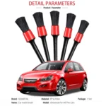 5 Pcs Car Detailing Brush Cleaning Natural Boar Hair Brushes Auto Detail Tools Products Wheels Dashboard - Image 9
