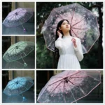 Cherry Blossom Transparent Triple-fold Umbrella Individual Folding Umbrella - Image 6