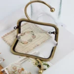 Square Frame Handbag Purse Metal Handle Accessories - Image 4