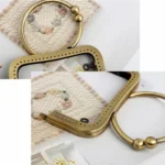 Square Frame Handbag Purse Metal Handle Accessories - Image 5
