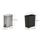 Household Stainless Steel Foot Pedal Small Rectangular Trash Can - Image 6