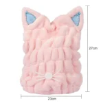 Coral Fleece Soft Absorbent Cat Ear Dry Hair Cap Thickened Adult Shower Cap - Image 2
