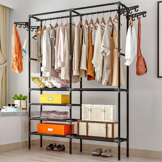 TBD075389501A_1.webp Bedroom Floor Simple Mobile Coat Rack Hanger - Image 2