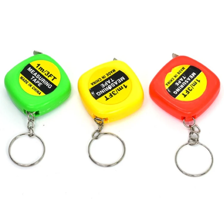 4 PCS Portable Easy to Retract Square Small Tape Measure Key Ring Pendant