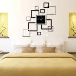 Living Room Wall Clock Creative Clock Acrylic DIY Mirror Wall Stickers Decorative Black Silver Square DIY Clock - Image 2