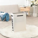 Drawstring Style Laundry Hamper PU Bottom Oxford Cloth Dirty Clothes Storage Bag Small Foldable Laundry Basket - Image 2