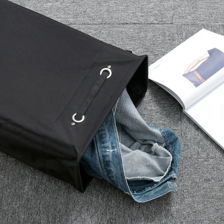 TBD078477201A_4.webp Drawstring Style Laundry Hamper PU Bottom Oxford Cloth Dirty Clothes Storage Bag Small Foldable Laundry Basket - Image 5
