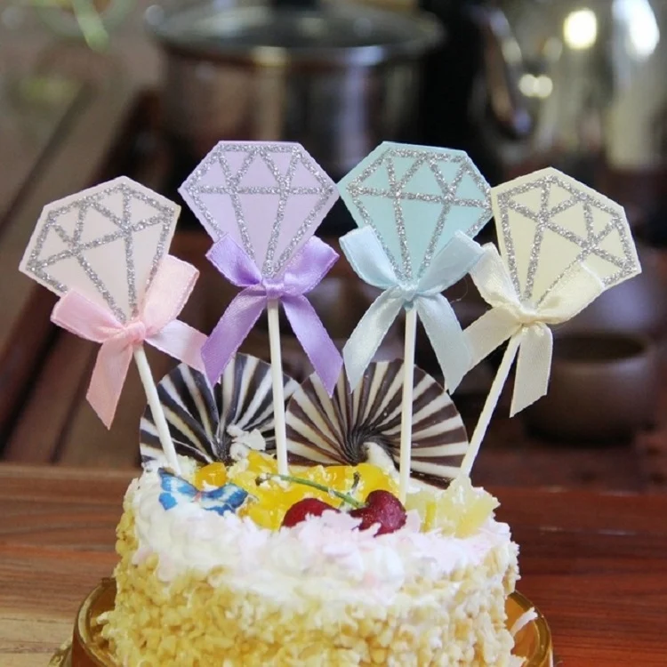 TBD079919501A_3.webp 5 Packs Diamond Cake Birthday Inserted Card Wedding Party Dessert Table Decoration Supplies - Image 4