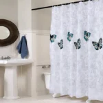 Butterfly Waterproof Polyester Shower Washable Bathroom Curtains - Image 2