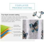 Butterfly Waterproof Polyester Shower Washable Bathroom Curtains - Image 3