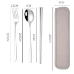 3pcs / Set Portable Stainless Steel Tableware Creative Set Chopsticks Spoon Fork Gift - Image 2