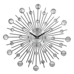 Creative Wall Clock Crystal Silver Wrought Iron Wall Clock Personality Art Decoration Living Room Bedroom Clock - Image 2
