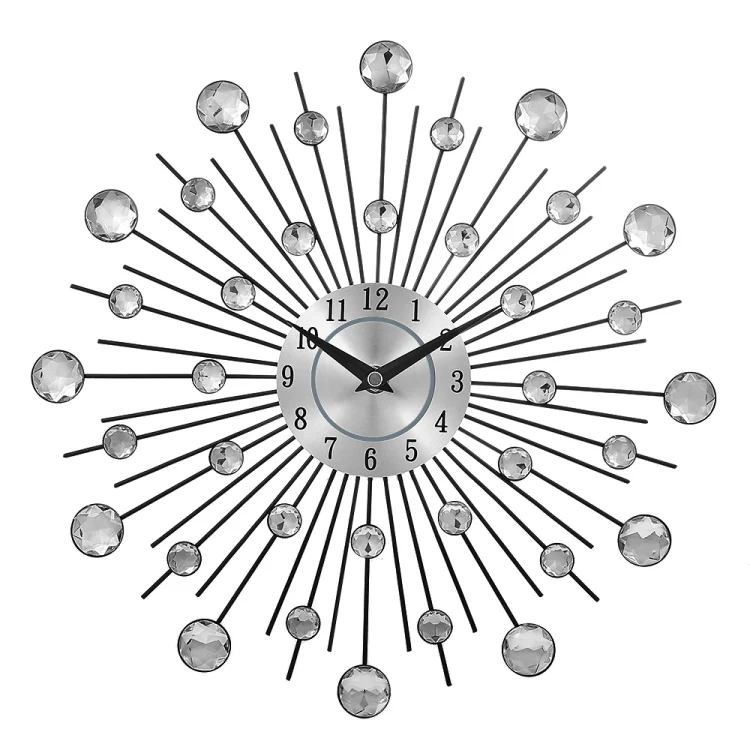 TBD0878785_1.webp Creative Wall Clock Crystal Silver Wrought Iron Wall Clock Personality Art Decoration Living Room Bedroom Clock - Image 2