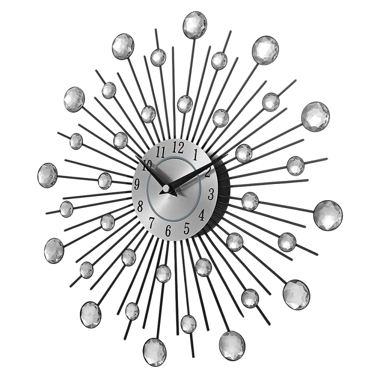 TBD0878785_2.webp Creative Wall Clock Crystal Silver Wrought Iron Wall Clock Personality Art Decoration Living Room Bedroom Clock - Image 3