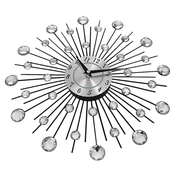 TBD0878785_3.webp Creative Wall Clock Crystal Silver Wrought Iron Wall Clock Personality Art Decoration Living Room Bedroom Clock - Image 4