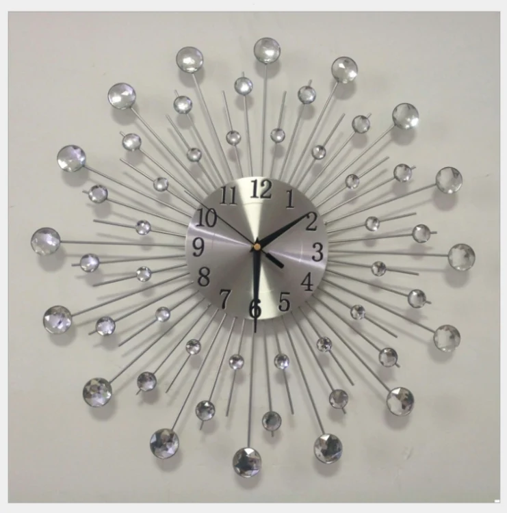 TBD0878785_6.webp Creative Wall Clock Crystal Silver Wrought Iron Wall Clock Personality Art Decoration Living Room Bedroom Clock - Image 7
