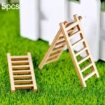5pcs Simulation Ladder Decoration Wooden Staircase Corridor Micro Landscape Succulent Potted DIY Decorations
