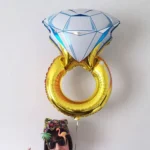 Wedding Marriage Room Decoration Balloon Diamond Ring Foil Balloon, Specification:Large Gold Diamond - Image 3