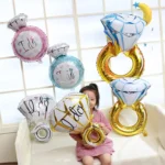 Wedding Marriage Room Decoration Balloon Diamond Ring Foil Balloon, Specification:Large Gold Diamond - Image 5