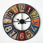 Digital Round Retro Wall Clock Creative License Plate Wrought Iron Decorative Clock