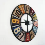 Digital Round Retro Wall Clock Creative License Plate Wrought Iron Decorative Clock - Image 2