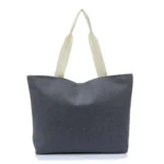 Color Canvas Stripe Contrast Color Shoulder Bag Large Capacity Handbag Green Shopping Bag - Image 6