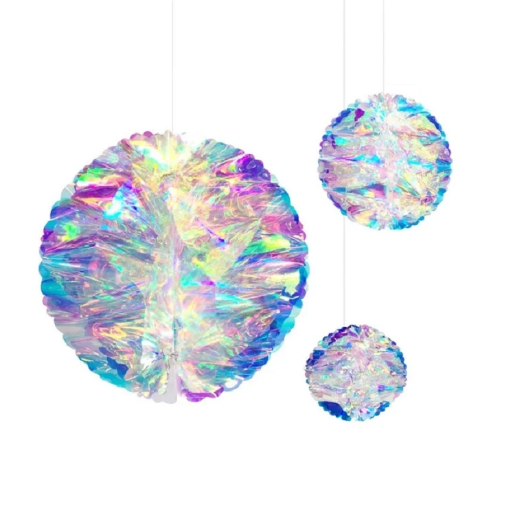 TBD098042601A_2.webp 2 PCS Neon Film Honeycomb Ball Ornaments Wedding Birthday Party Decoration Supplies - Image 3